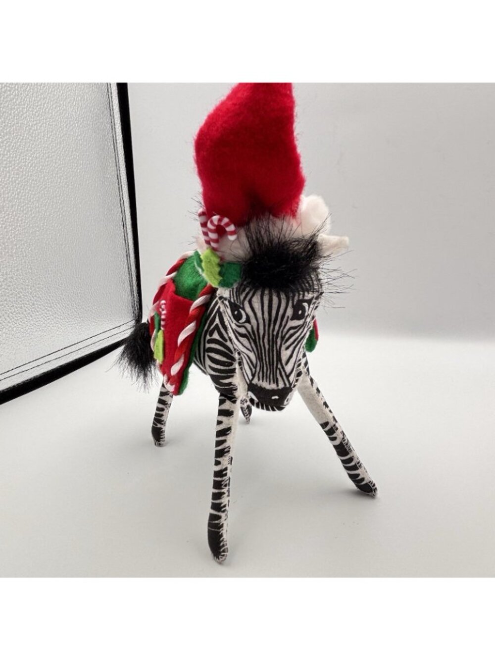 Annalee Dolls Christmas Zebra Candy Canes Santa Hat Plush Red Saddle Black 7” - Picture 2 of 12
